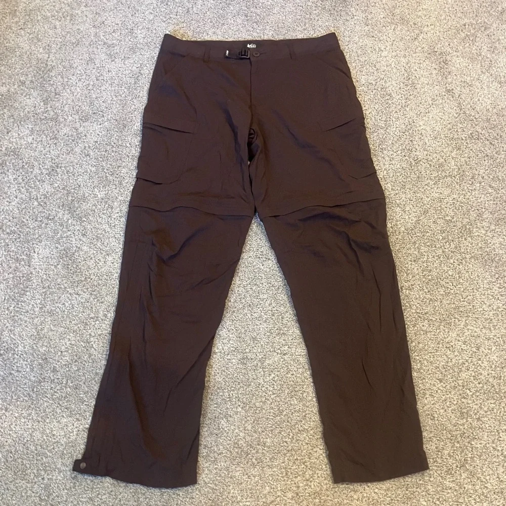 REI Co-op Sahara Convertible Cargo Hiking Pants Mens 36x32 Brown Relaxed Fit